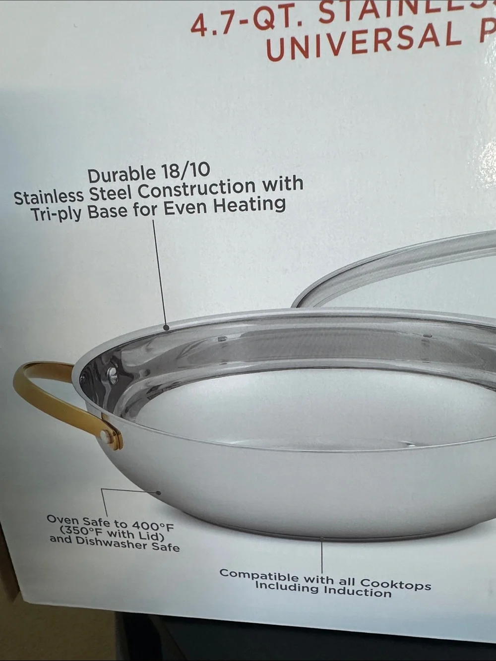 Wolfgang Puck 4.7-Qt Stainless Steel Universal Pan with Gold Handles